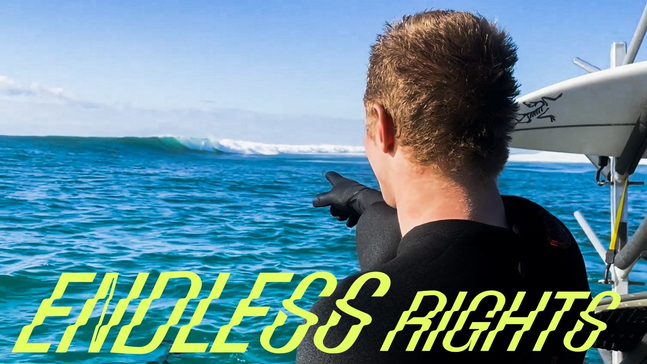 “Endless Rights” surf video thumbnail from Reed Platenius using Velzyland typeface for the titles